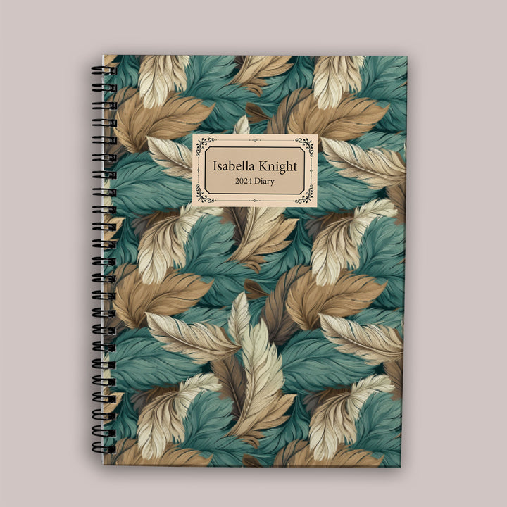 2024 Diary - Teal Feathers