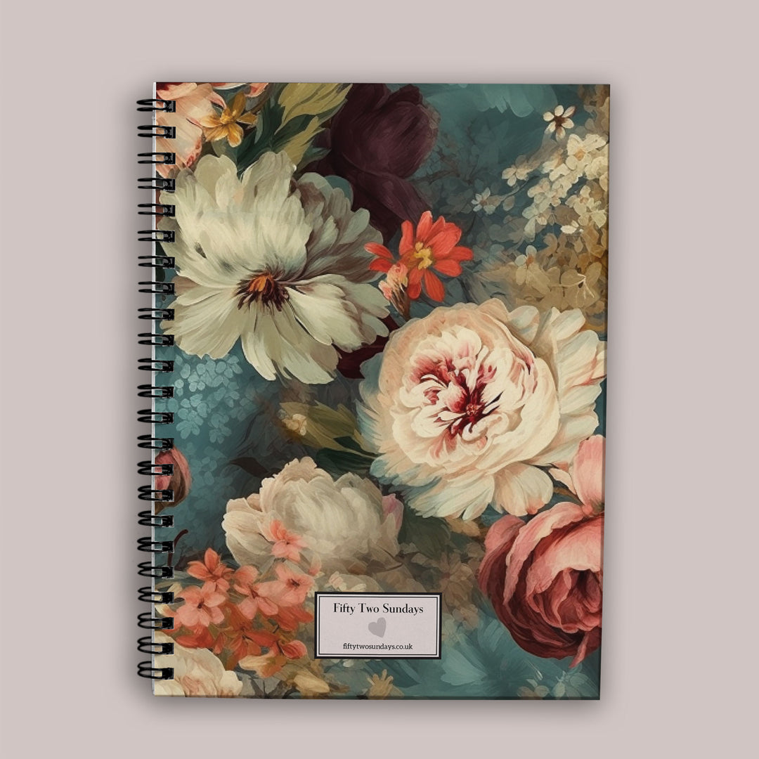 Academic Diary - Teal Flowers