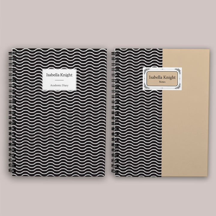 Academic Diary & Notebook Set - White Waves