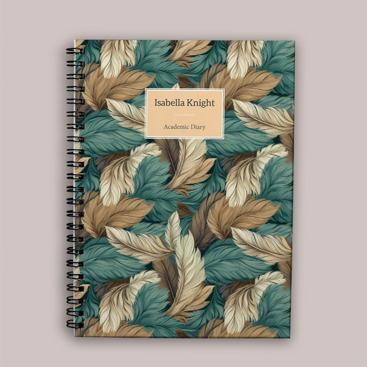 Academic Diary - Teal Feathers