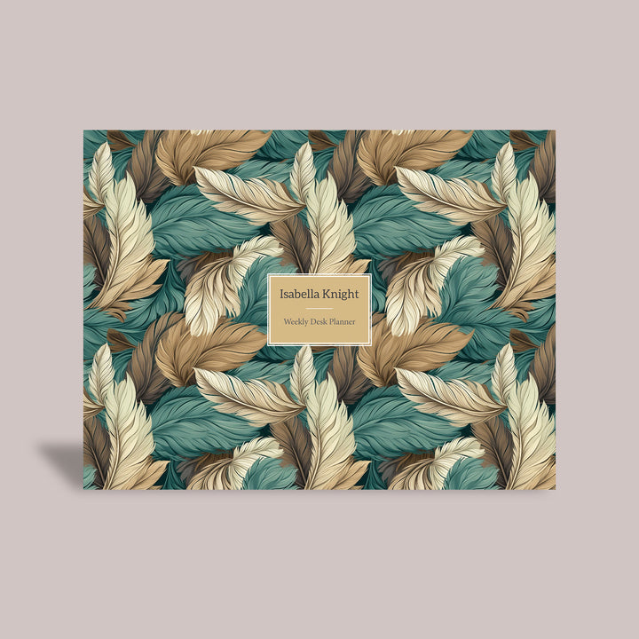 Weekly Desk Planner - Teal Feathers